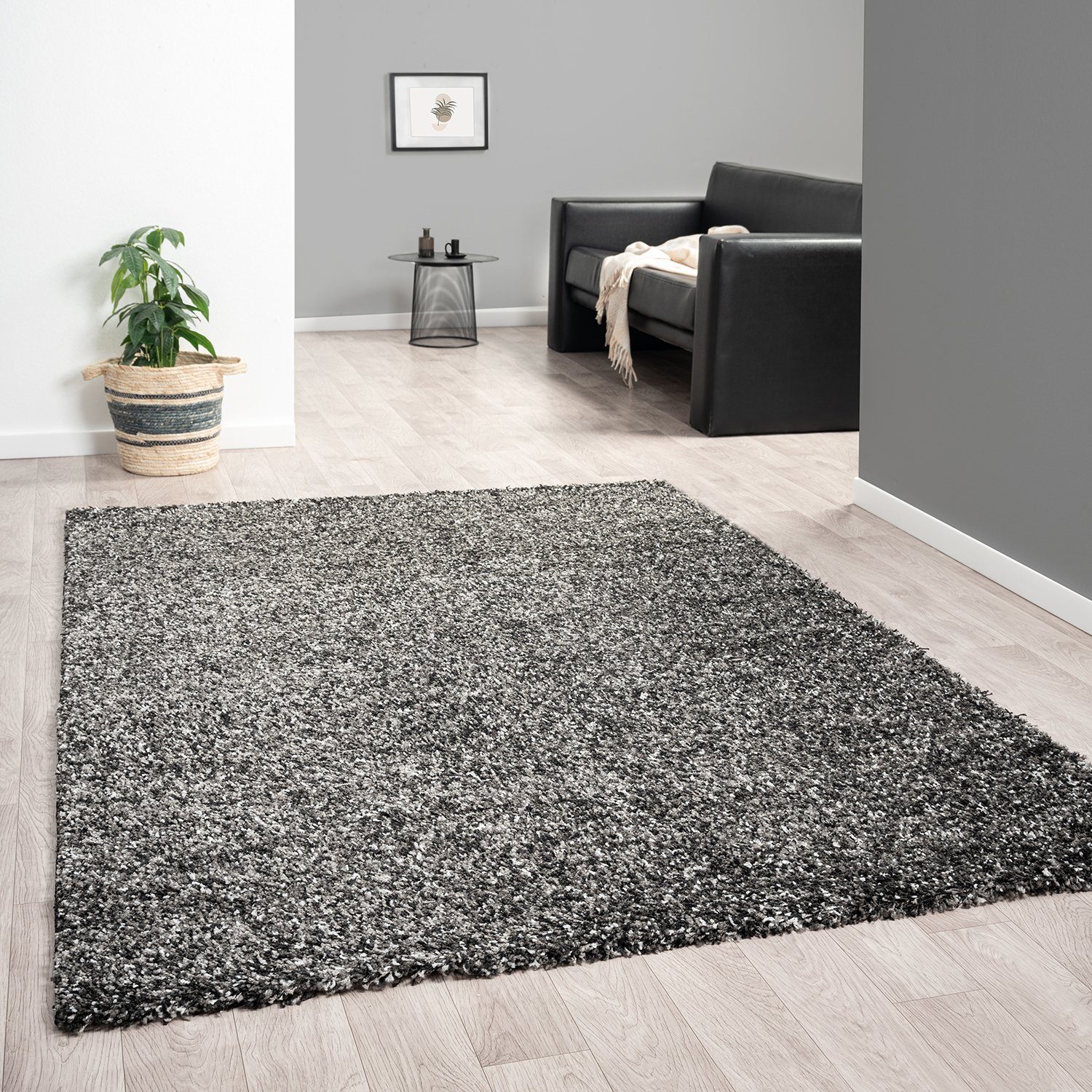 Hochflor-Teppich LUX Shaggy, Vimoda, Rechteckig, Höhe: 30 mm, Robust, Extra Dicht, weich, wohnzimmer, Flur, Shaggy, Einfarbig Anthrazit