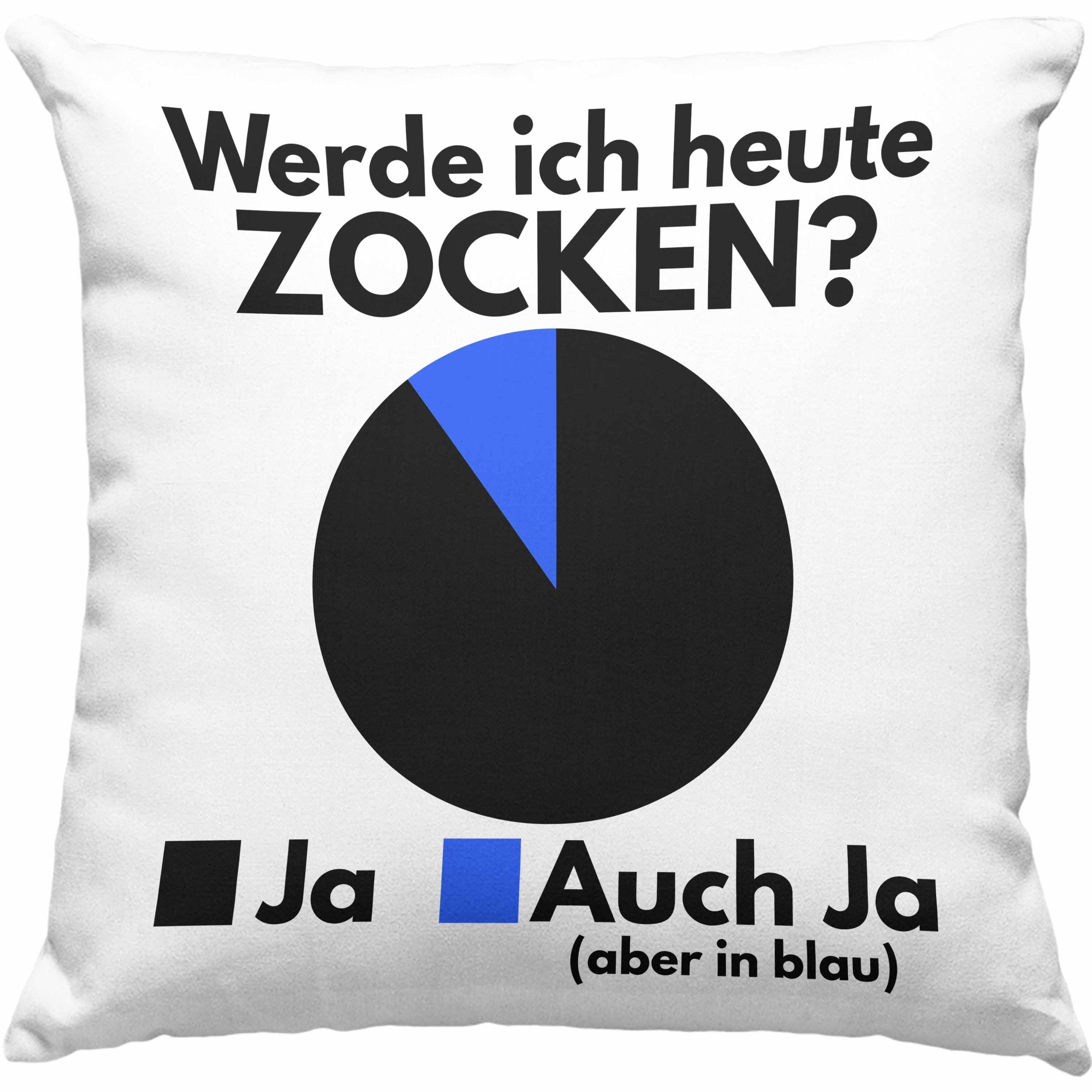 Gamer mit Trendation Grün Zocken Werde 40x40 Trendation Dekokissen Kissen - Heute Zocker Lustige Füllung Dekokissen Ich Geschenk