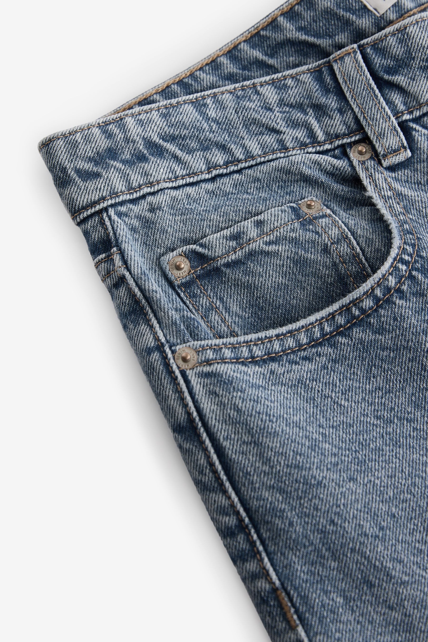 Next Weite Jeans Baggy Jeans mit weitem Bein - Kurzgröße (1-tlg)