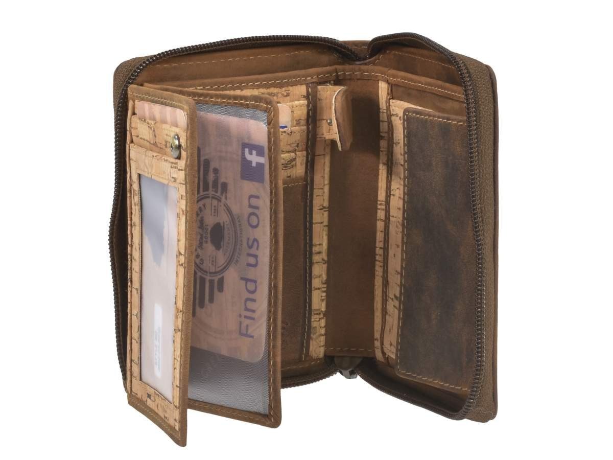 Greenburry RFID Geldbörse Kork, Reißverschluss Kartenfächer, Portemonnaie Schutz 9 Kork,