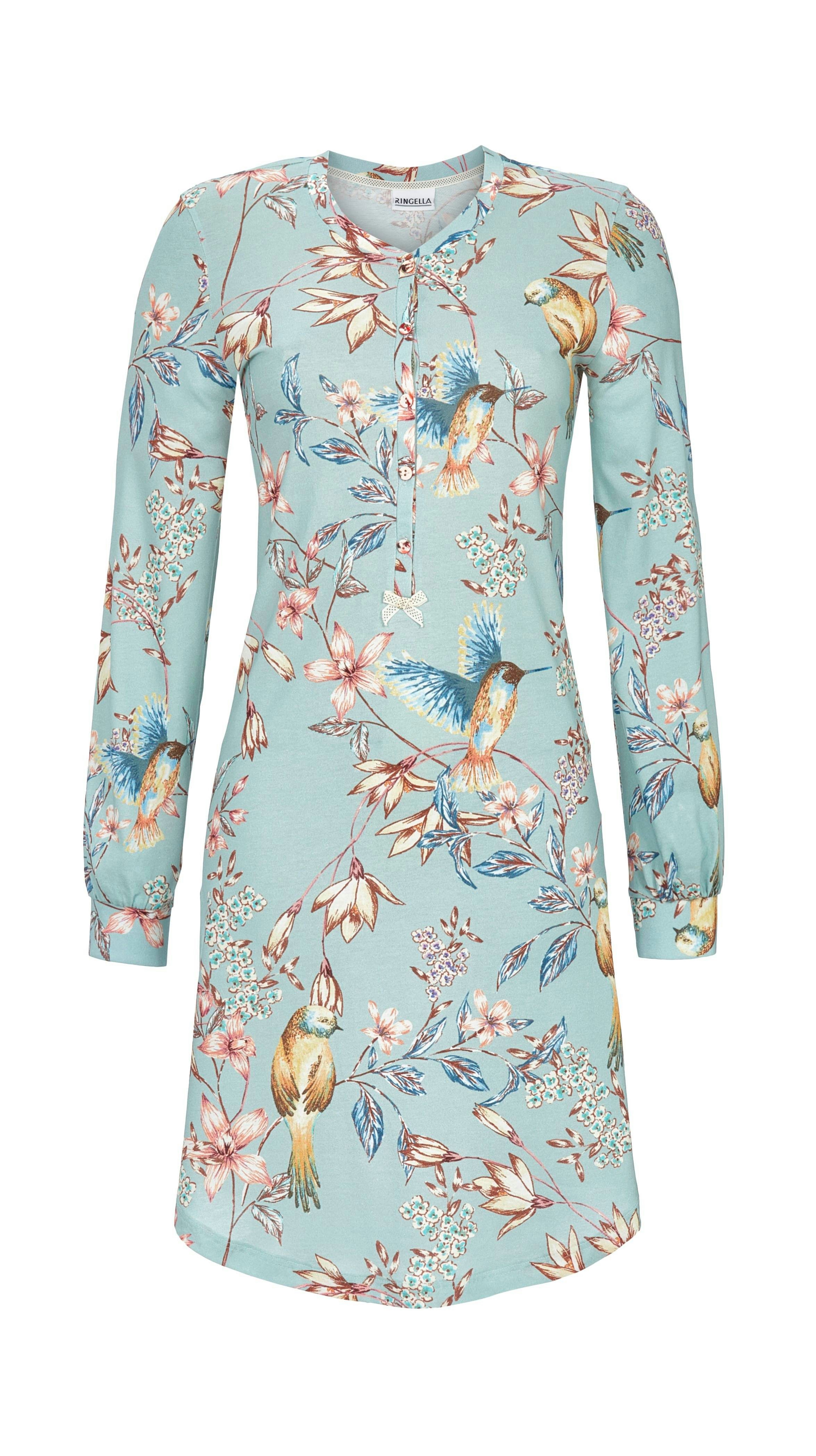 Ringella Nachthemd mit Knopfleiste und Knopfmanschetten Print mit Blumen un günstig online kaufen