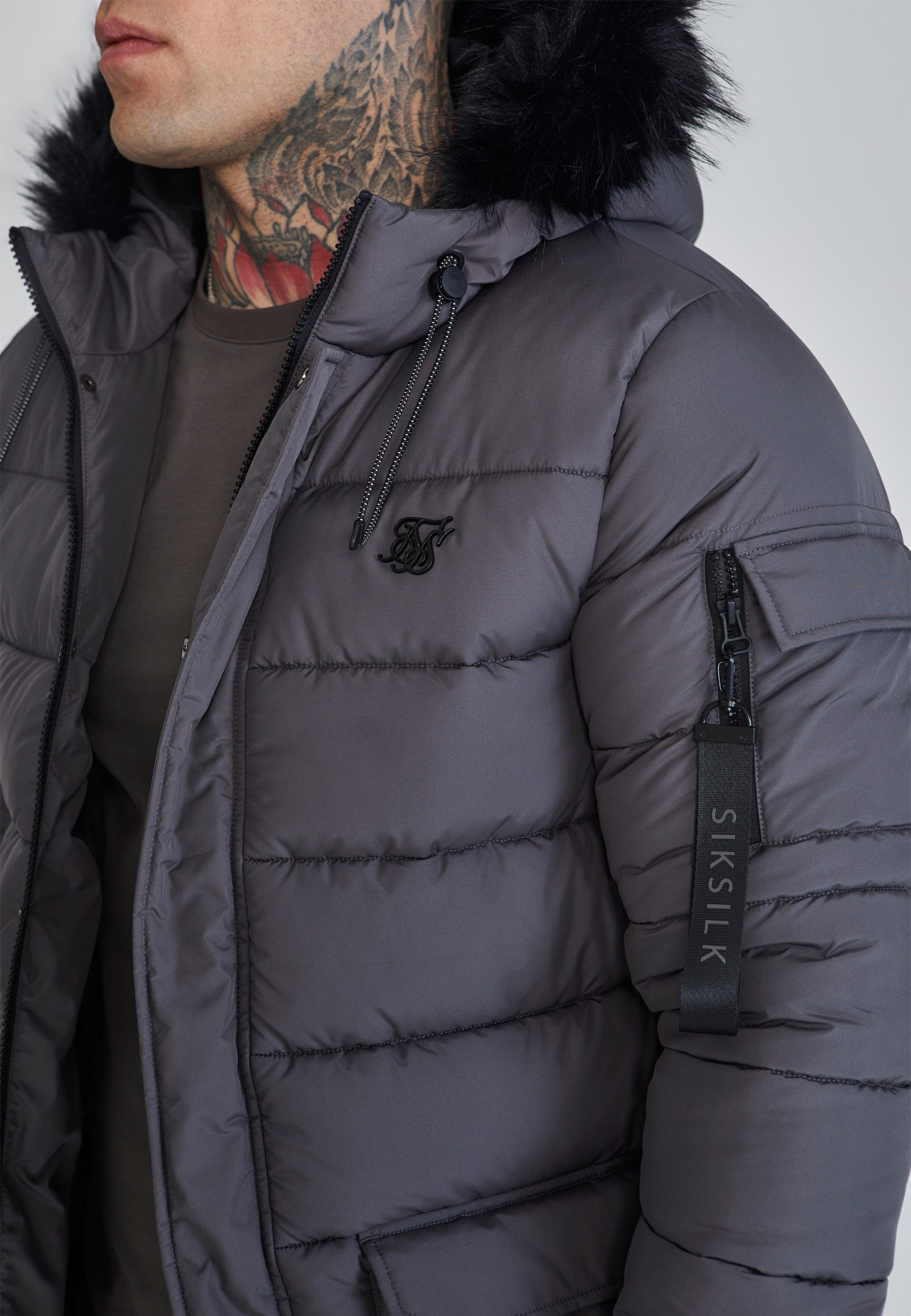 Siksilk Parka SikSilk Herren Grauer Parka