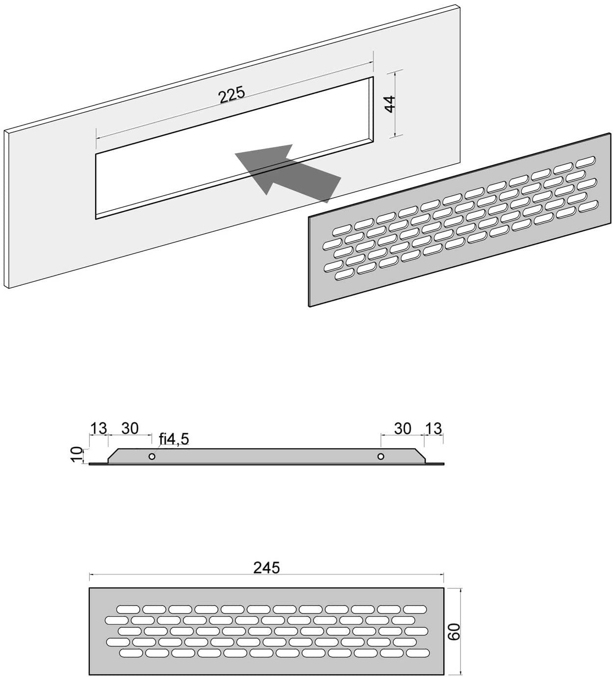 sossai® Lüftungsgitter Aluminium Belüftungsgitter Türgitter im Alu-Design (1 St)