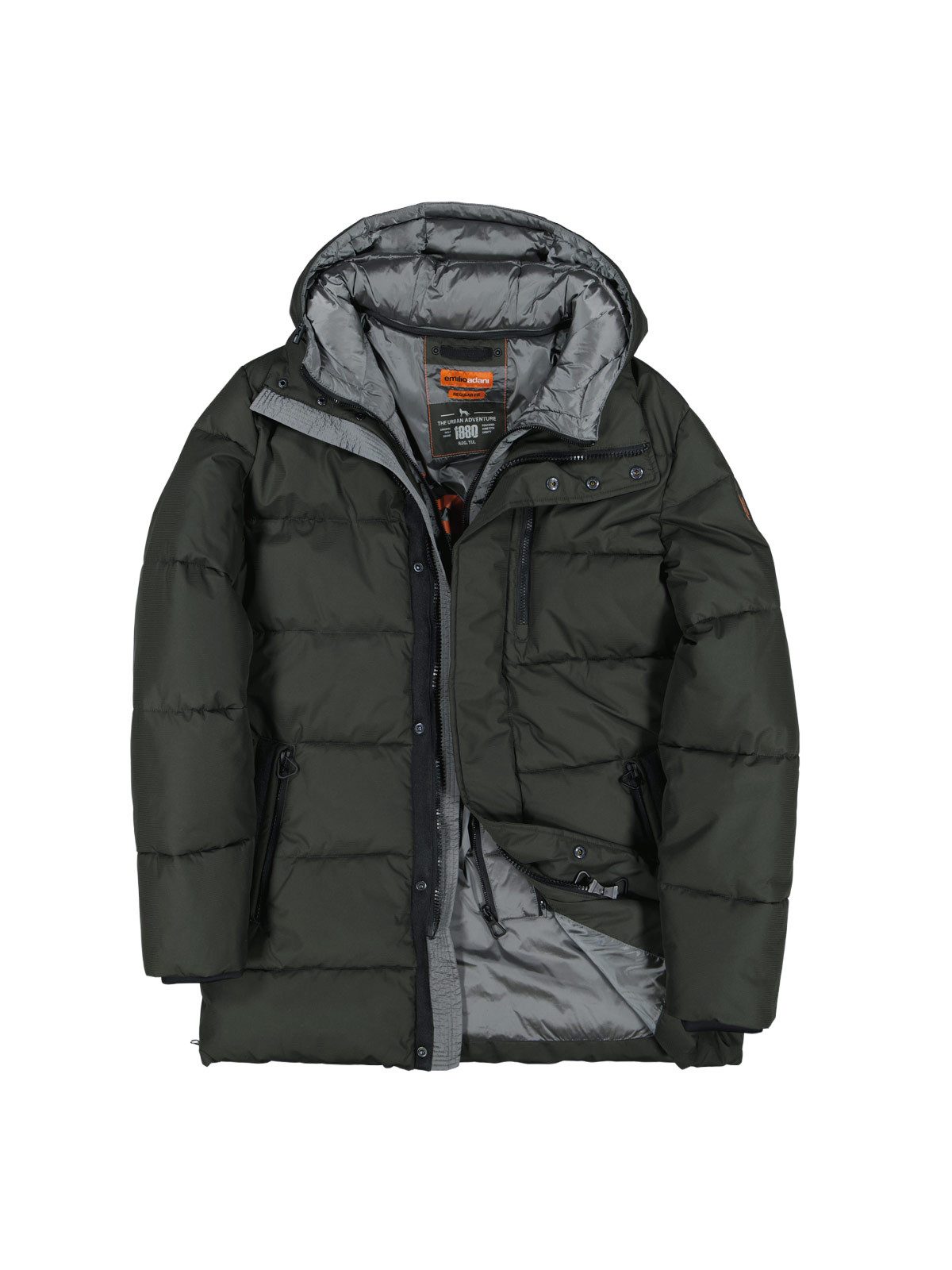 emilio adani Kurzmantel emilio adani Herren Mantel mit abnehmbarer Kapuze, Oliv