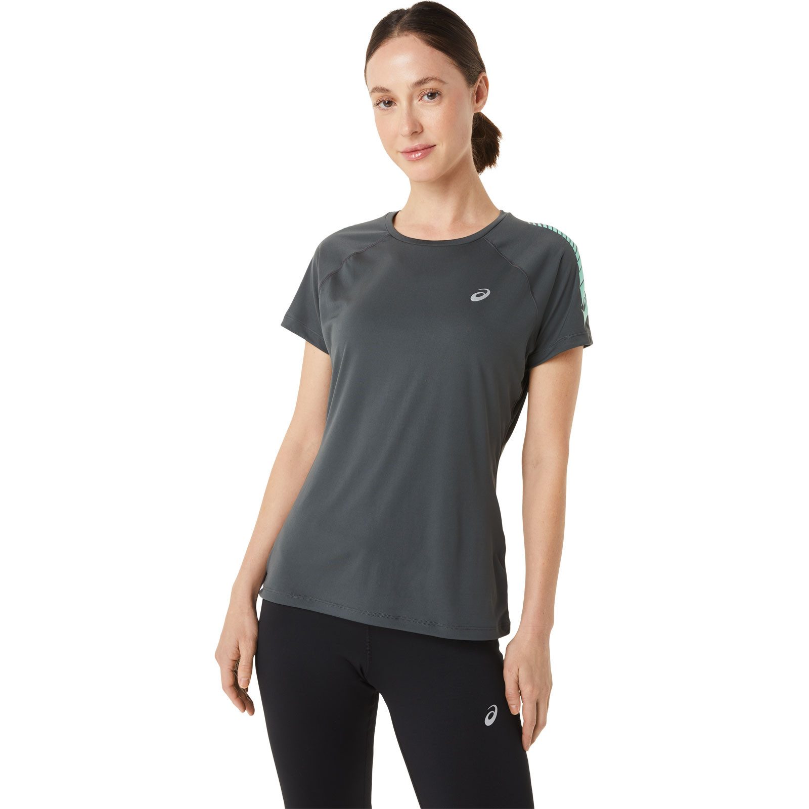Asics Laufshirt Stripe Short Sleeve Top Lady 2012C416-020 für verschiedene Lauf-Workouts geeignet
