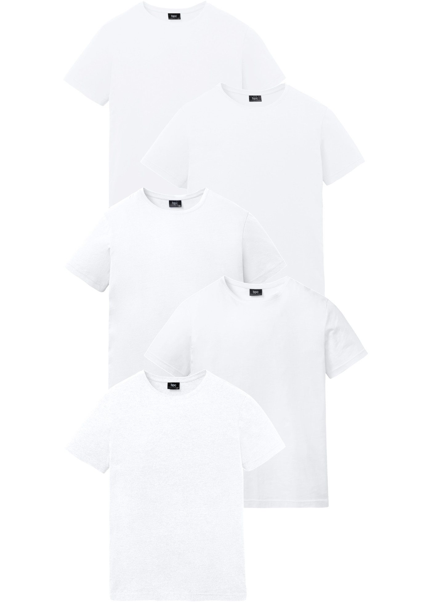 bonprix T-Shirt (Packung, 5-tlg., 5er) Regular Fit, Kurzarm, für warme Tage, aus Baumwolle und Viskose