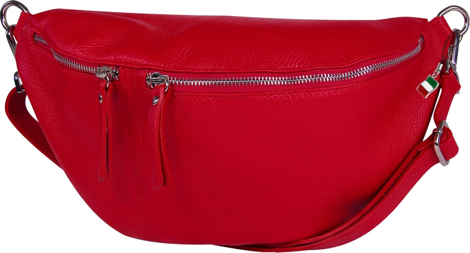 FLORENCE Gürteltasche Florence Echtleder Damen BomBag extra groß (Gürteltasche), Damen Leder Gürteltasche, rot ca. 37cm x ca. 20cm