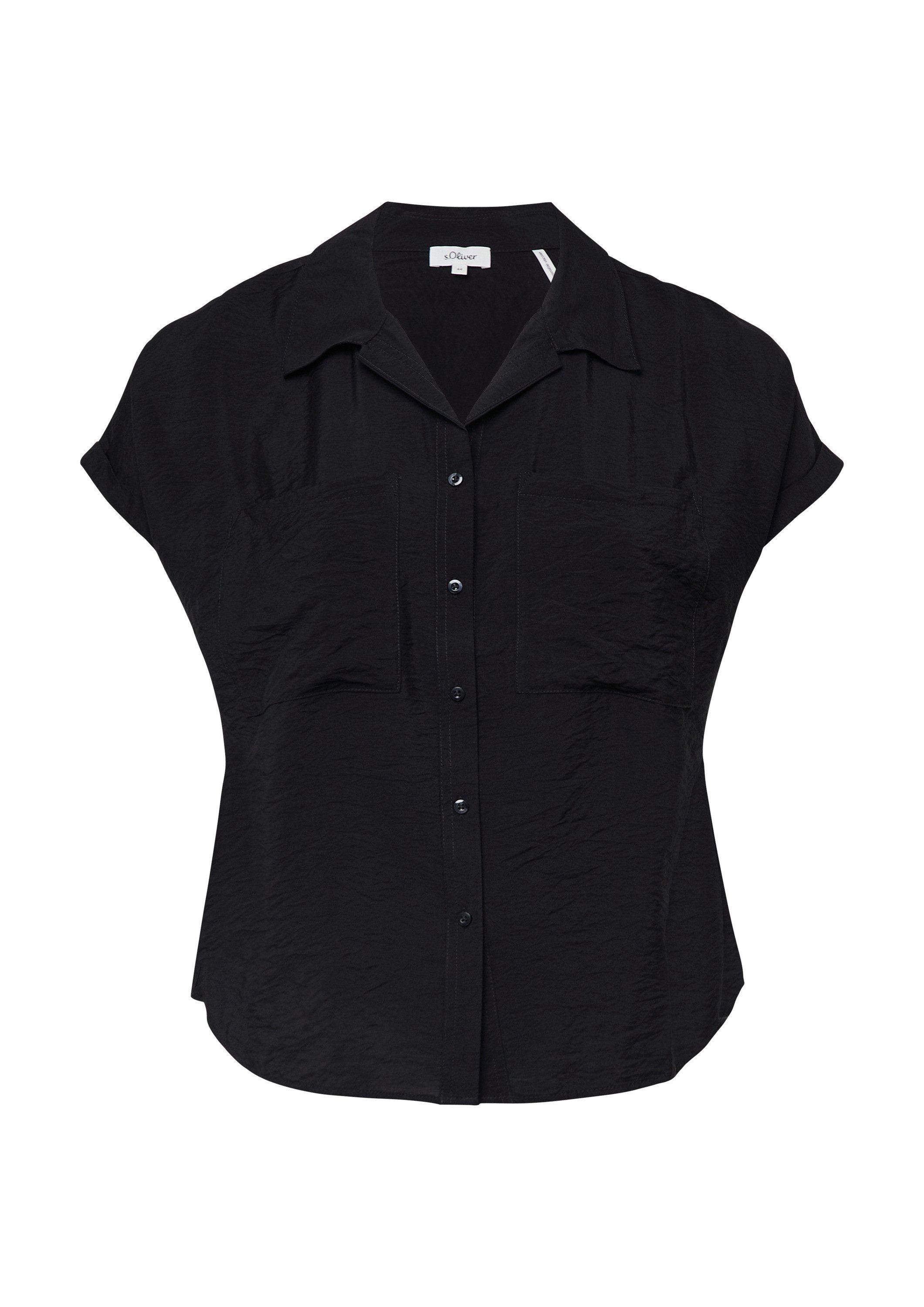s.Oliver Kurzarmbluse Bluse Bluse aus strukturiertem Viskosemix mit aufgese günstig online kaufen