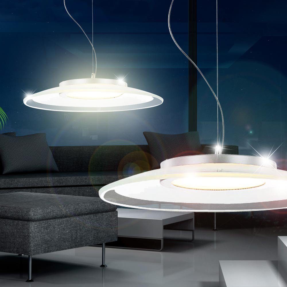 Lampe LED opal LED-Leuchtmittel LED Warmweiß, Pendelleuchte, Decken Hänge verbaut, Chrom Leuchte fest Pendel 12 Glas Watt etc-shop