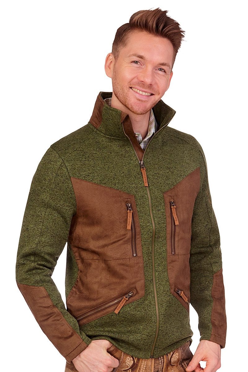 Tom Collins Outdoorjacke Strickfleecejacke Herren - SEVERUS - trachtengrün/braun