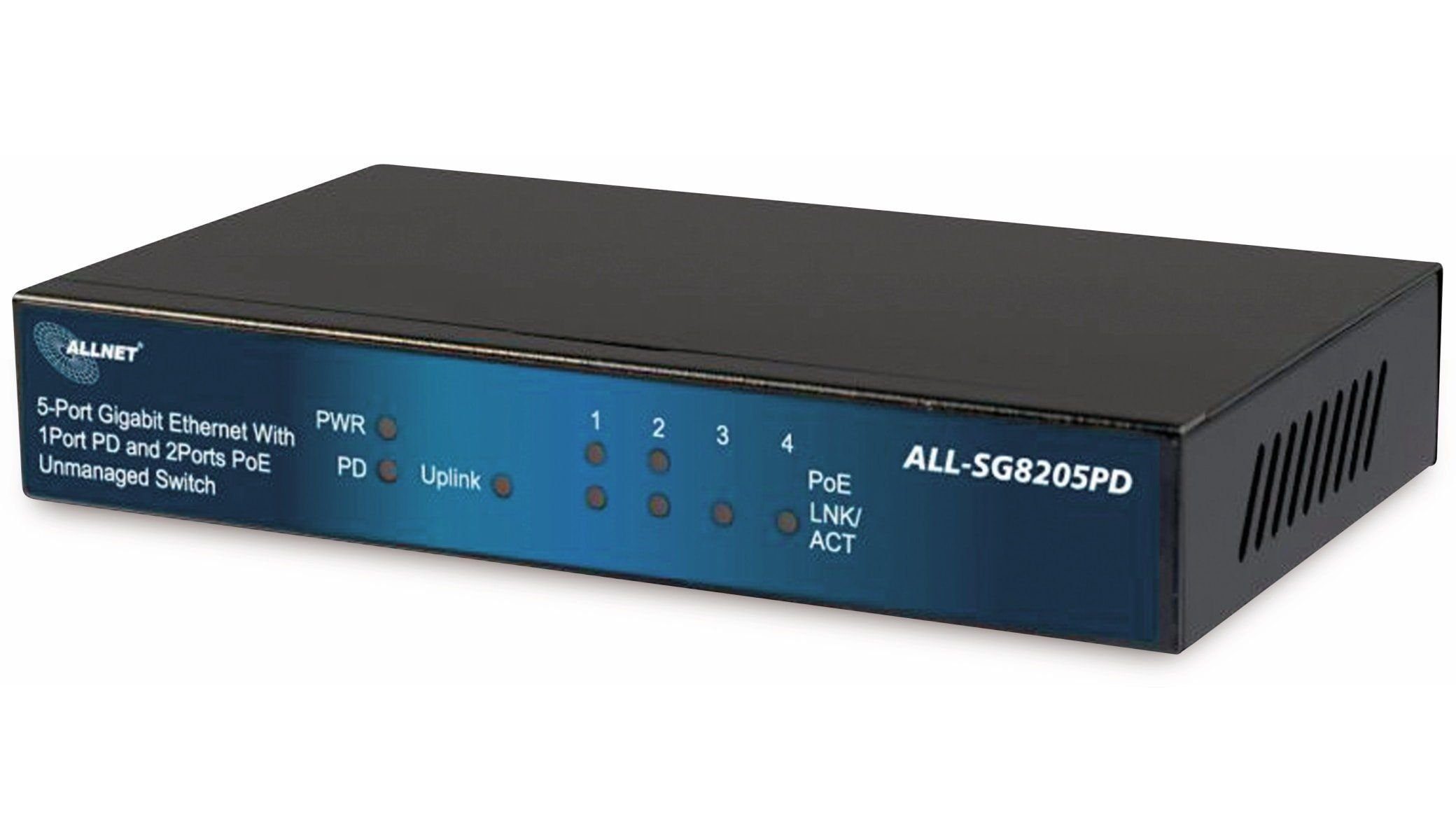 ALLNET Switch ALL-SG8205PD, unmanaged, 5-Port Netzwerk-Switch