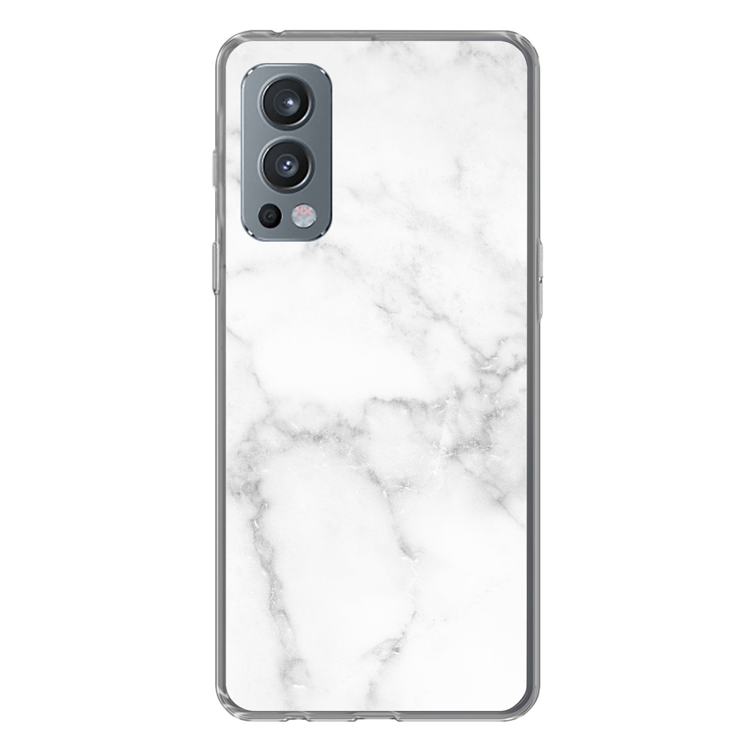 MuchoWow Handyhülle für OnePlus Nord 2 5G Marmor - Weiß - Grau - Luxus - Marmoroptik - Ste, Phone Case, Silikon, Schutzhülle Dünn