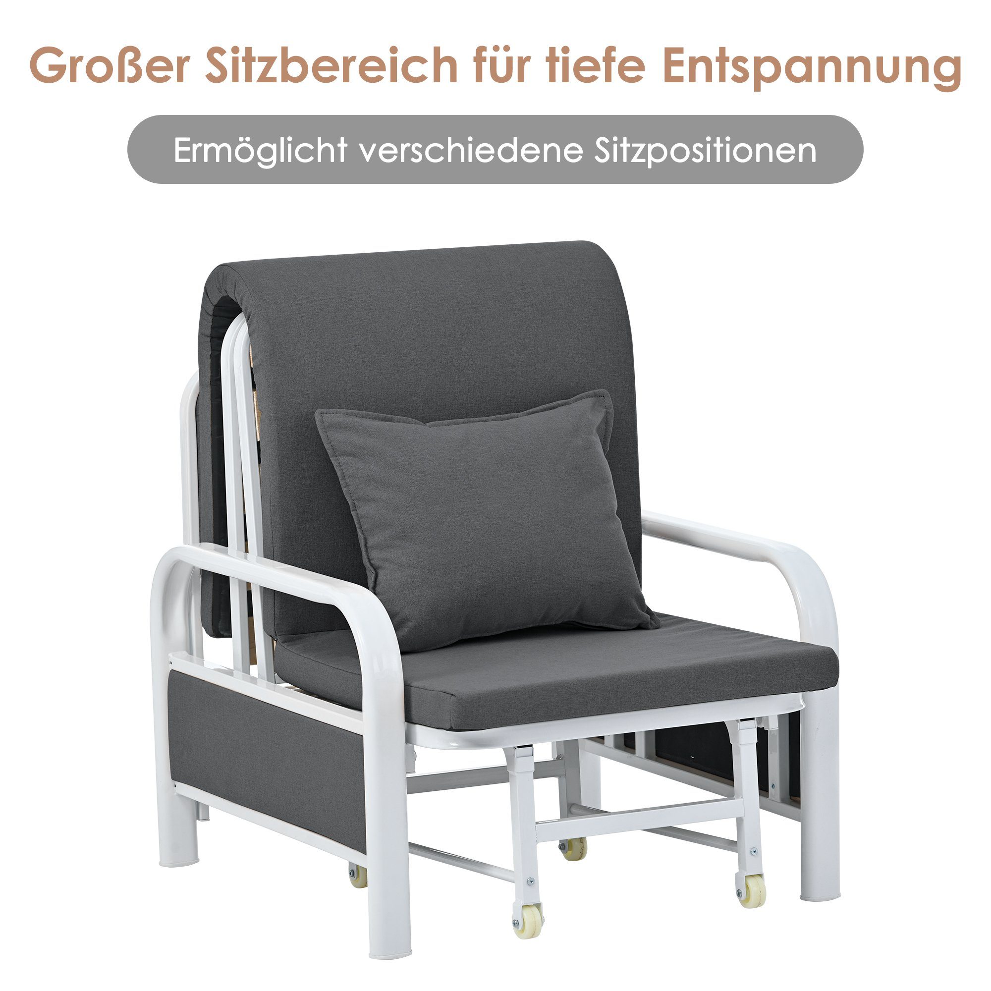 Relaxsessel (2-in-1 Schlafsessel Schlafsofa), Loungesessel mit Schlaffunktion, belastbar bis 150kg, verstellbar