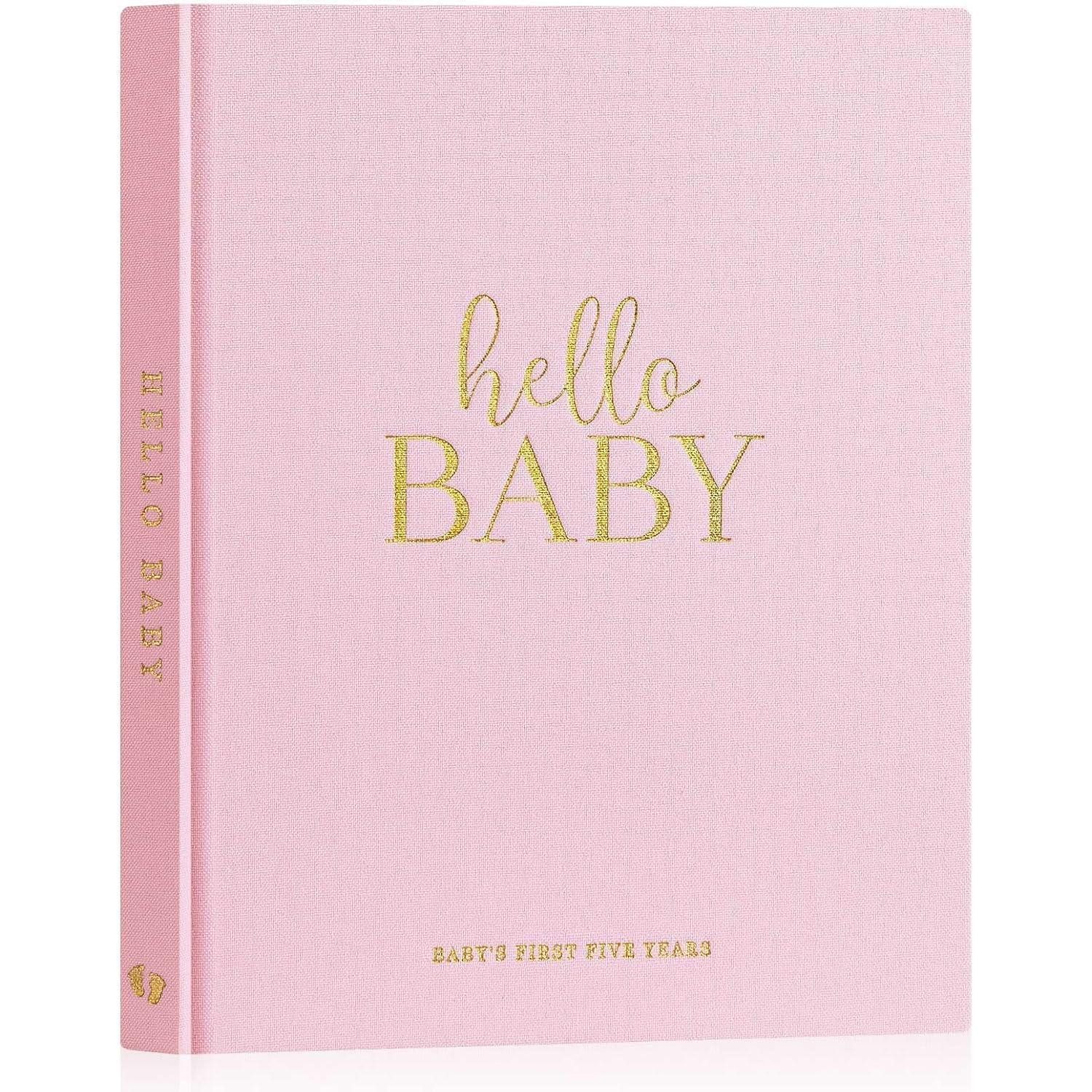 LuxusKollektion Tagebuch Erstes Babytagebuch Mädchen Junge - Leinen Hardcover Rosa 154 Seiten