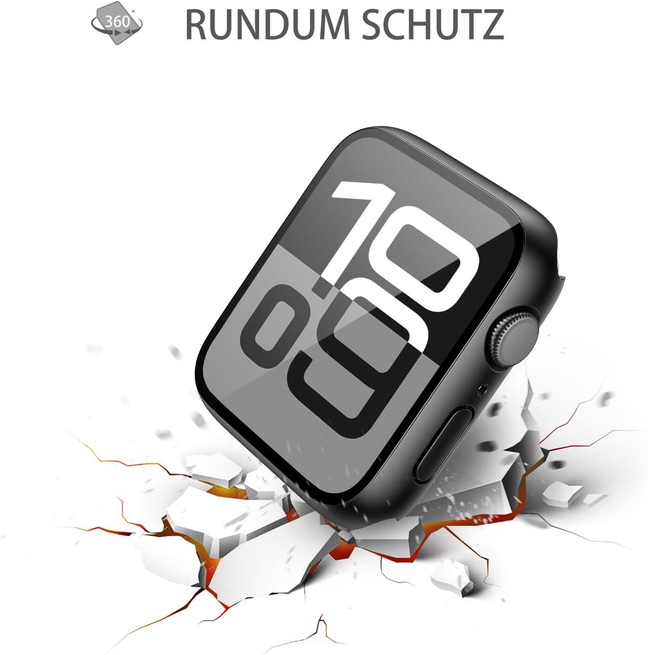 MSM Smartwatch-Hülle Hülle für Apple Watch Series 10 Case 42mm 46mm Display Schutzglas 9H