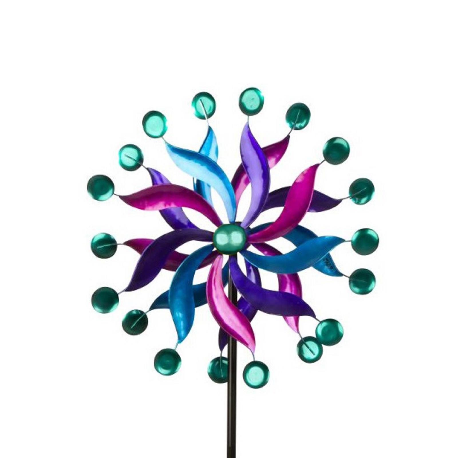 Geschenkestadl Deko-Windrad Metall-Windrad bunt für Garten, Terrasse und Balkon mit Erdspieß 182cm (Set), dekoratives Windrad incl. Erdspieß