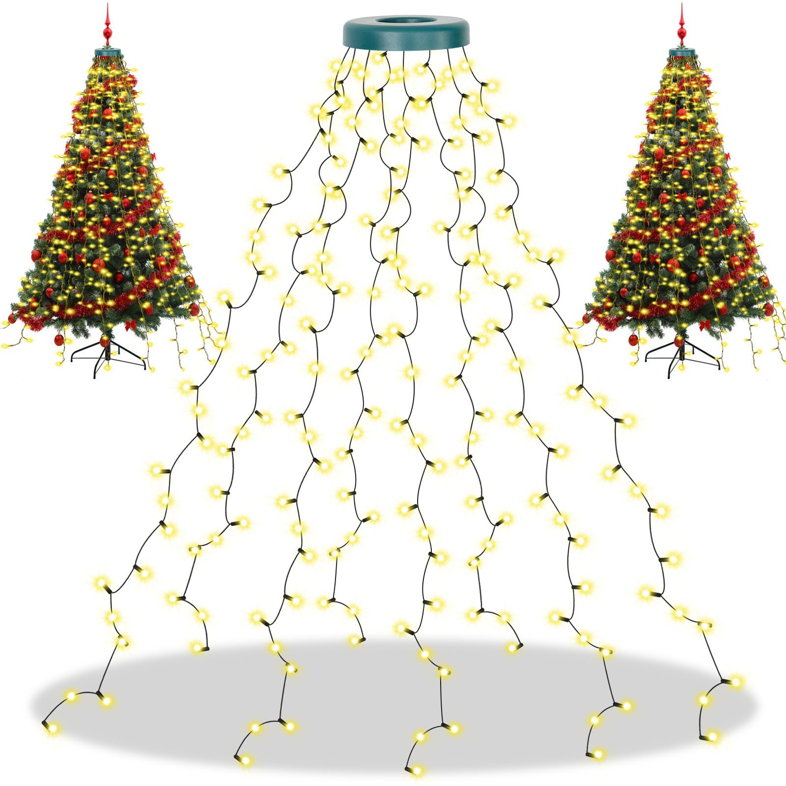 LMaxhome LED-Lichterkette Baumbeleuchtung Wasserfall Lichterkette mit Stern günstig online kaufen
