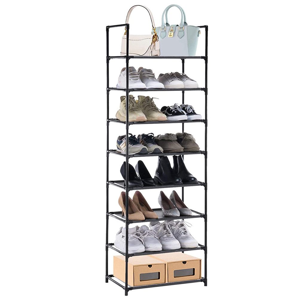JEOBEST Schuhregal 8 Ebenen Schuhablage, Schuhaufbewahrung, 60x30x137cm, Metallgestell, Ablagen aus Vliesstoff