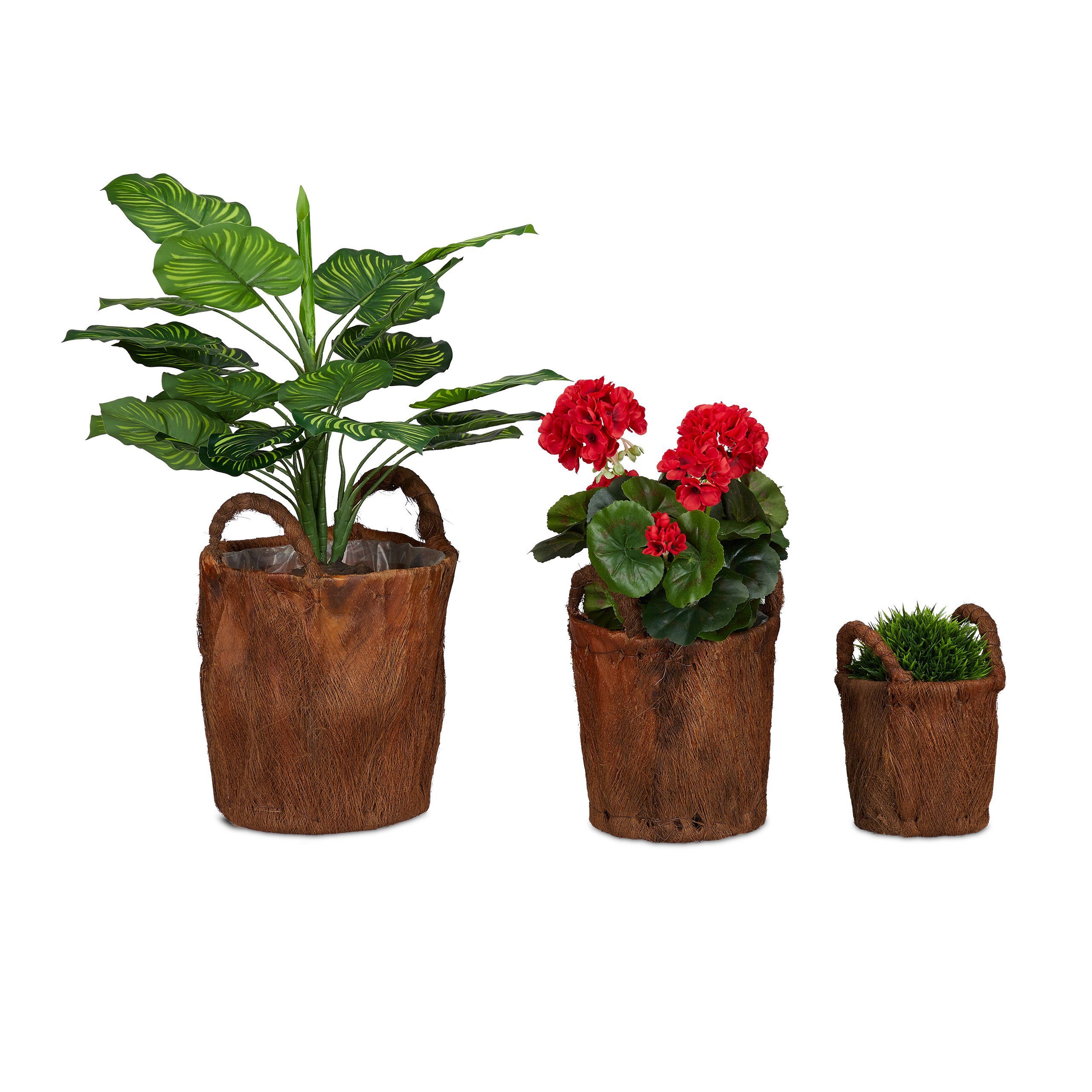 relaxdays Blumenkasten Pflanzkorb Kokos 3er Set günstig online kaufen