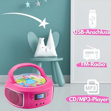Cyberlux CL-960 tragbarer CD-Player (CD, Kinder CD Player tragbar, Boombox, Musikbox, FM Radio mit MP3 USB)