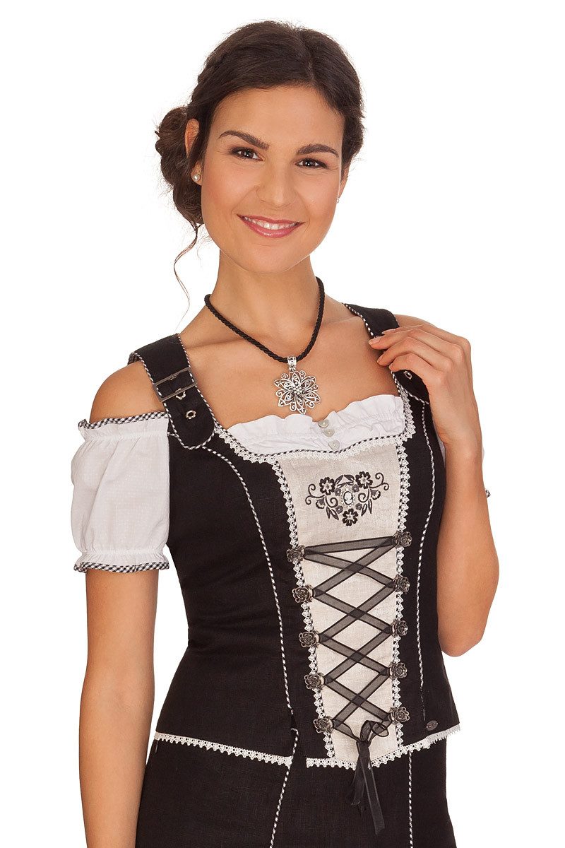 Trachtenbluse Blusenshirt - FRANKFURT - schwarz