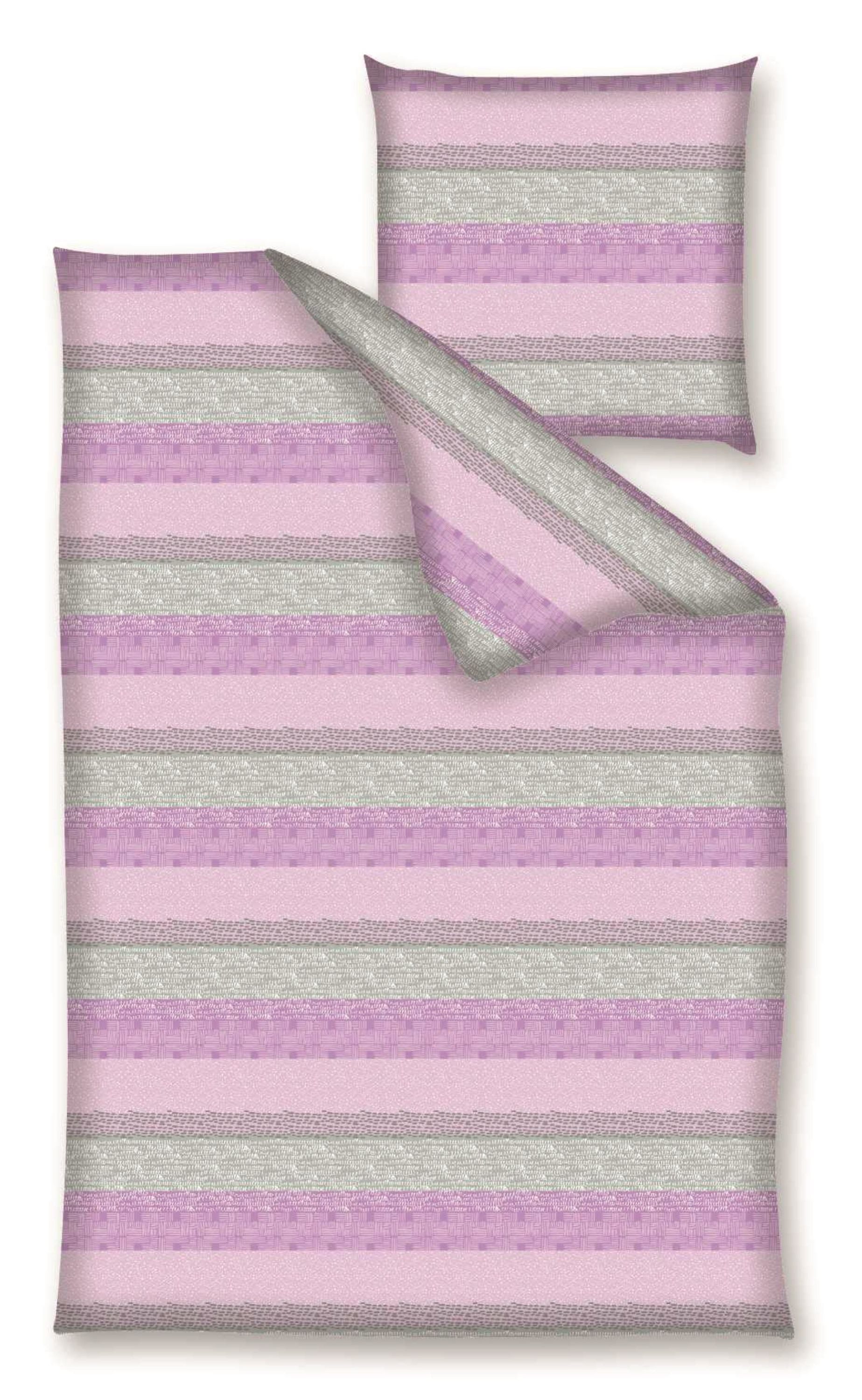 Nanette Bettwäsche Baumwolle, Renforcé, 2 teilig, Streifen pink grau