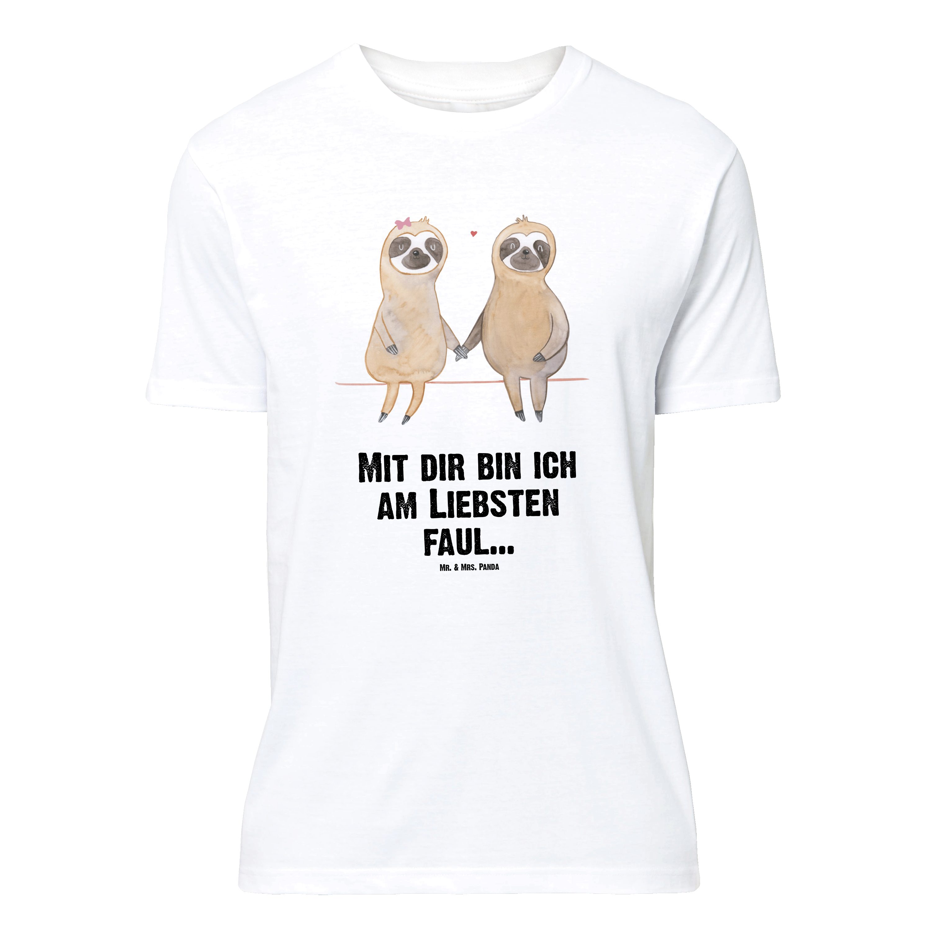 Mr. & Mrs. Panda T-Shirt Faultier Pärchen - Weiß - Geschenk, Liebe, gemeinsam, Nachthemd, Männ (1-tlg)