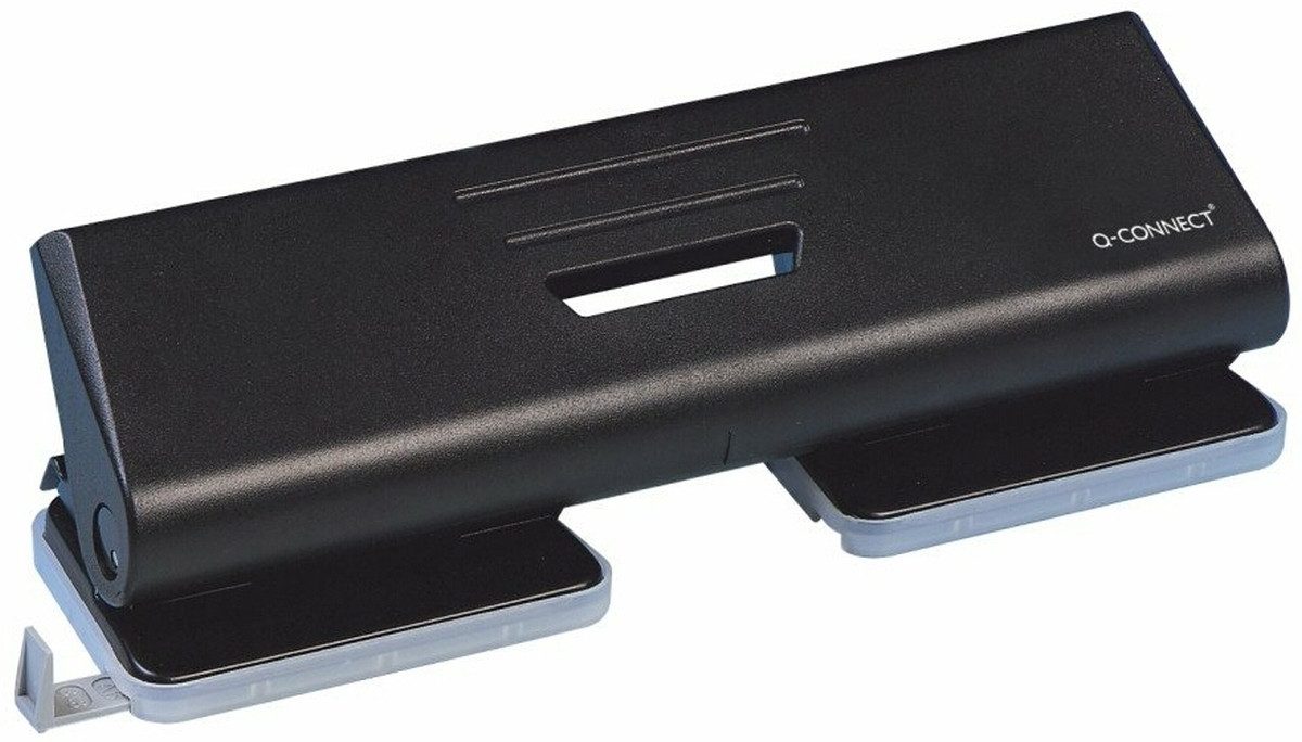 Connect Locher Doppellocher 16 Blatt Stanzleistung mit Anschlagschiene schwarz