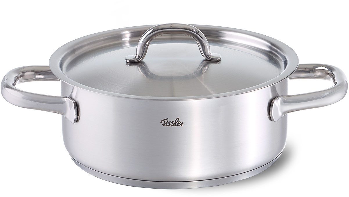 Fissler Topf-Set Family Line, Edelstahl 18/10 (Set, 9-tlg., 1 Bratentopf 20 cm, je 1 Kochtopf 16/20/24 cm, 1 Stielkasserolle 16cm), extra breiter Schüttrand – Bild 2 von 5