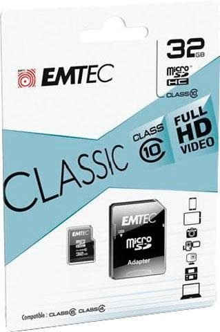 EMTEC microSDClass10 Classic Speicherkarte (32 GB, Class 10, 30 MB/s Lesegeschwindigkeit)
