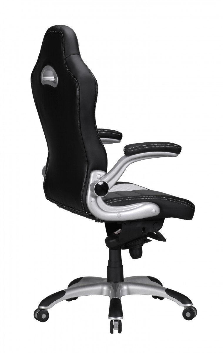 Drehstuhl Design), Racing Bürostuhl mit Gaming Schreibtischstuhl Armlehne Amstyle (Kunstleder SPM1.237 / Grau, Schwarz Drehbar, Chair