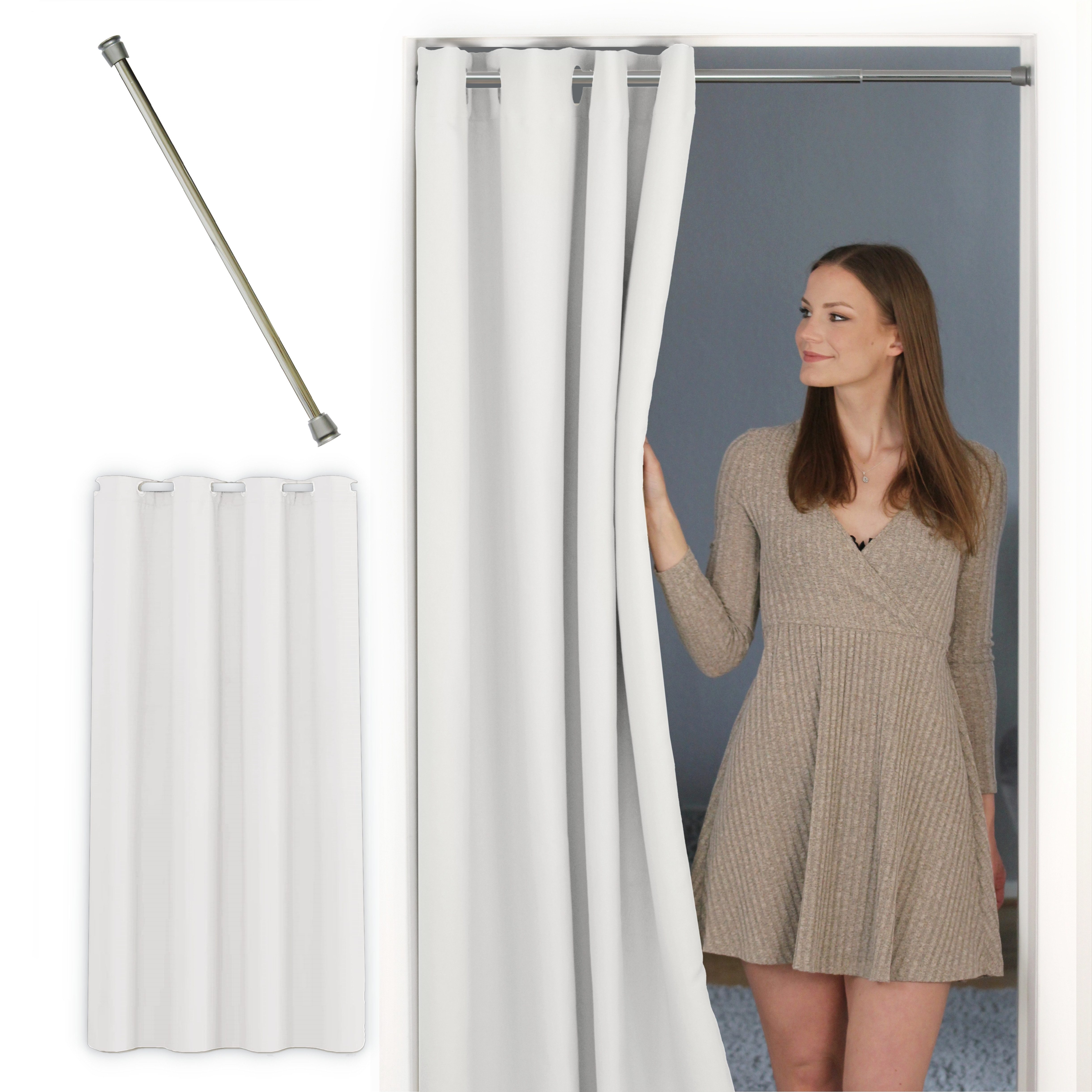 tinycurtains Türvorhang mit Stange silber 55-90 günstig online kaufen