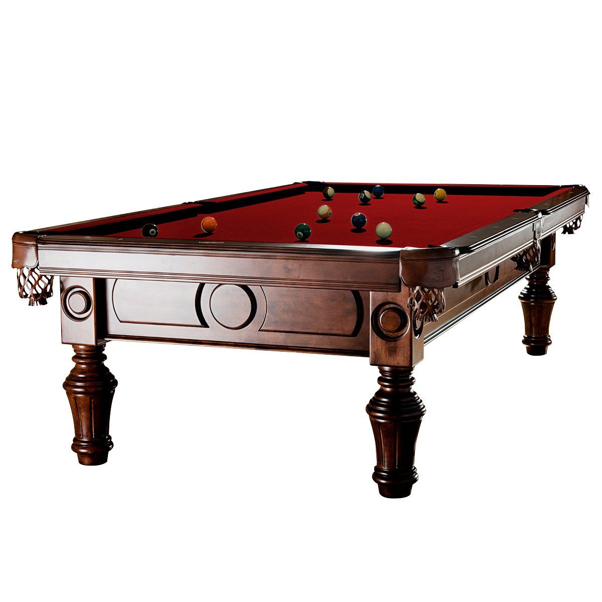 Billiard-Royal Billardtisch General 8 ft., (Hochwertige und massive Ausführung in beliebter Billiard-Royal® Qualität), 3-tig Naturschieferplatte, Echtleder Auffangtaschen, Bandengummi K55