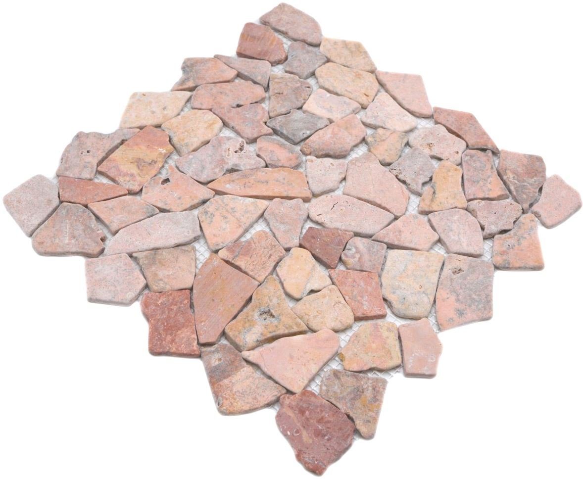 Mosani Bodenfliese Mosaik Bruch Marmor Naturstein rot Polygonal Küchenflies günstig online kaufen