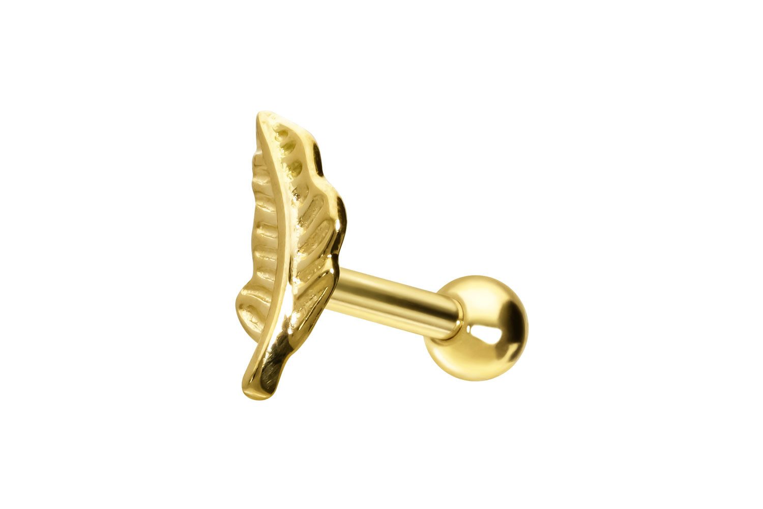 PIERCINGLINE Piercing-Set 14/18 Karat Gold Ohrpiercing BLATT (Mini-Barbells, 1-tlg)