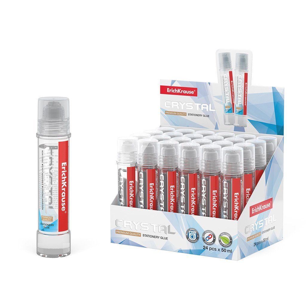 Erich Krause Bastelkleber, Flüssigkleber hochtransparent Applikator 50ml wasserlöslich 1 Stück