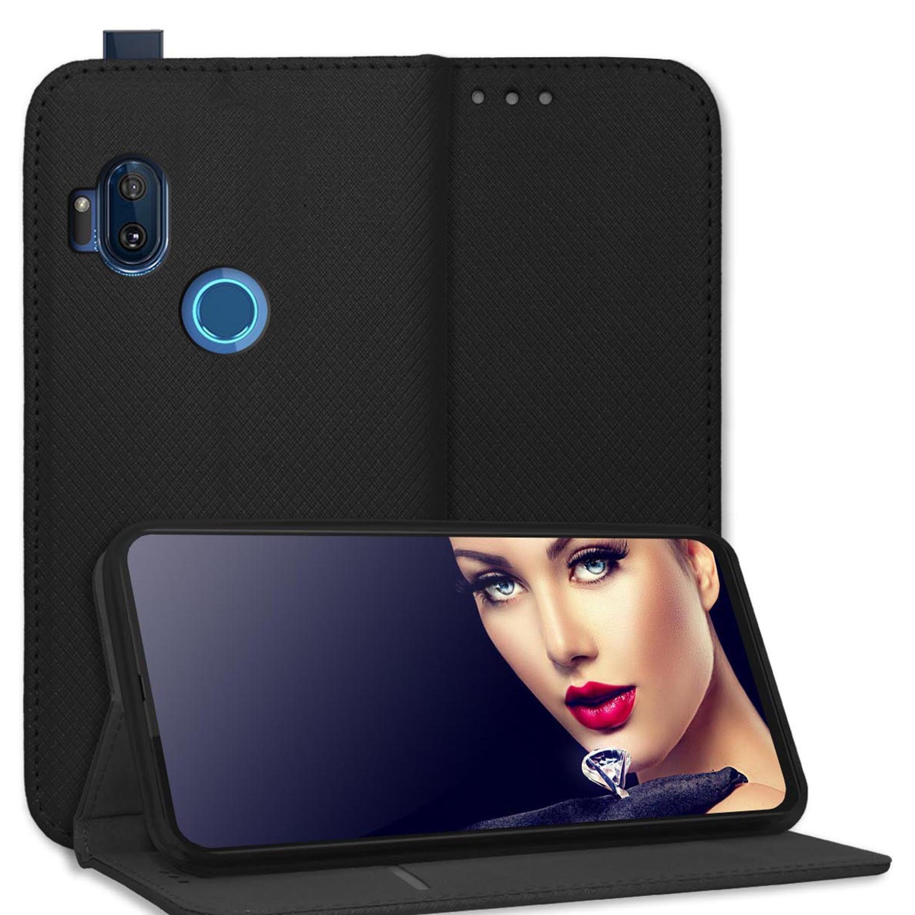 mtb more energy Smartphone-Hülle Smart Magnet für Motorola One Hyper, Schwarz, Bookstyle Klapphülle Cover Wallet Case aus Kunstleder