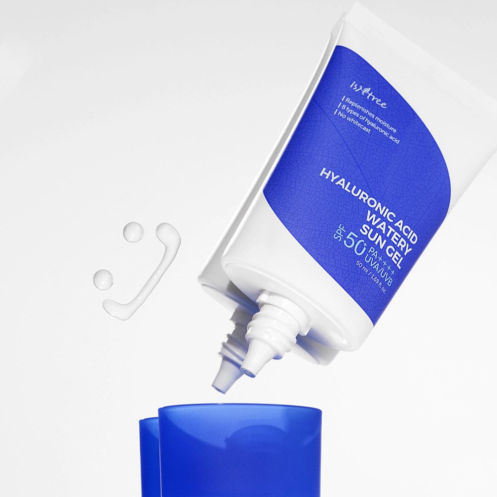 Isntree Sonnenschutzcreme HYALURONIC ACID WATERY SUN GEL LSF 50+, leichter + cremiger Sonnenschutz mit Reisextrakt