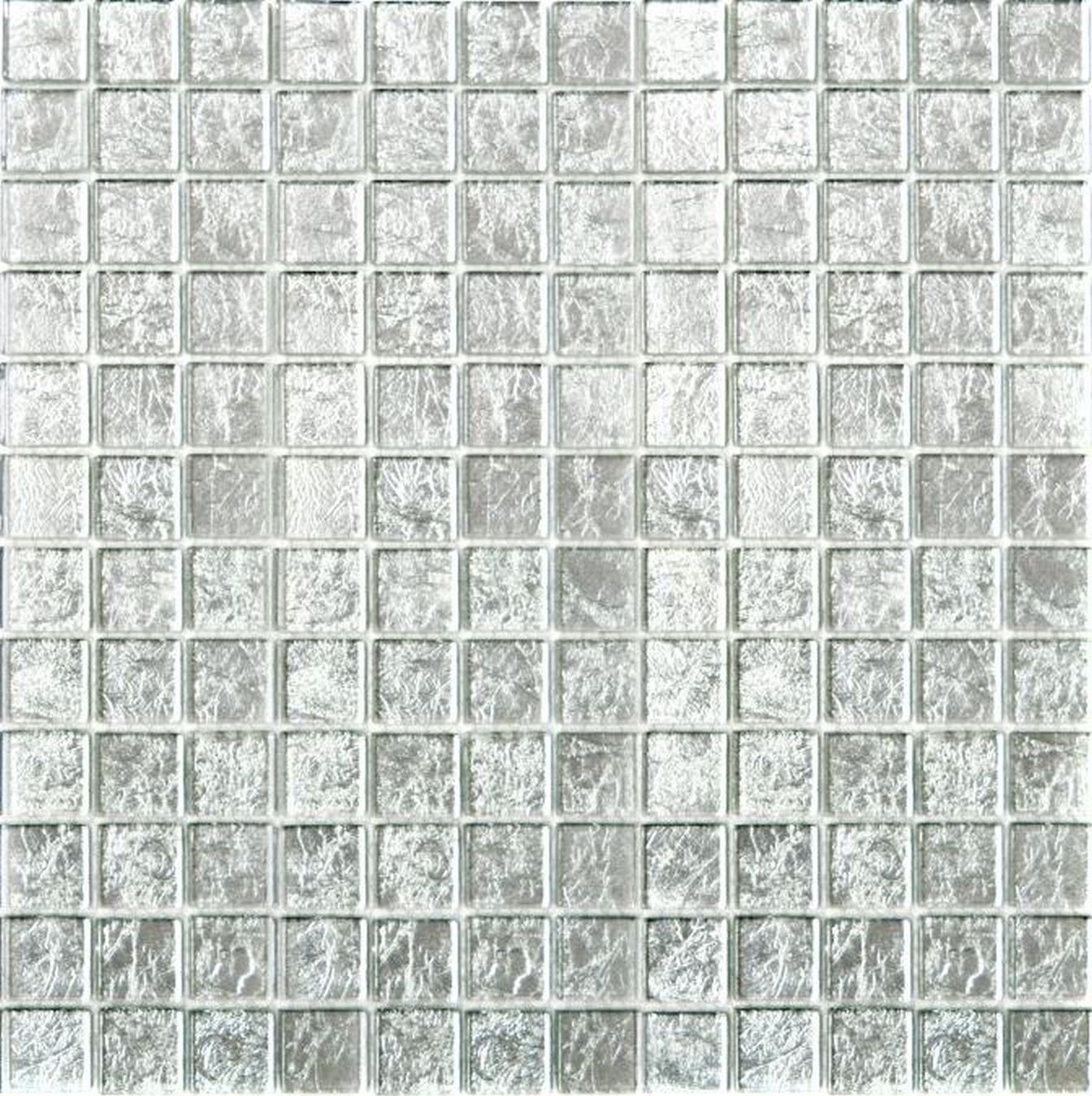 Mosani Mosaikfliesen Glasmosaik silber Mosaikfliese Struktur BAD WC Küche WAND