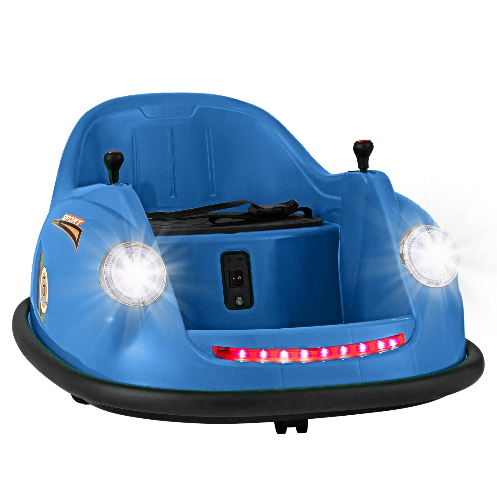 COSTWAY Elektro-Kinderauto, Belastbarkeit 20 kg, Elektroauto mit LED-Lichtern, Musik, 2 Universalräder
