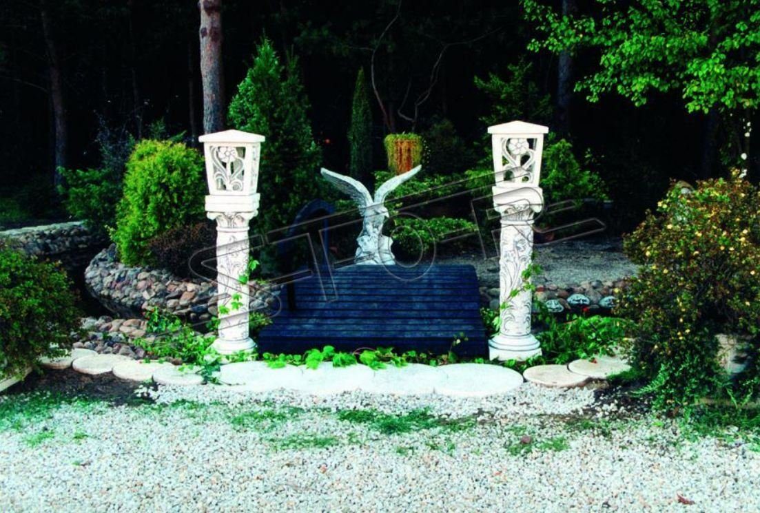 JVmoebel Skulptur Leucht Korb Säulen für Außenbeleuchtung Garten Dekoration