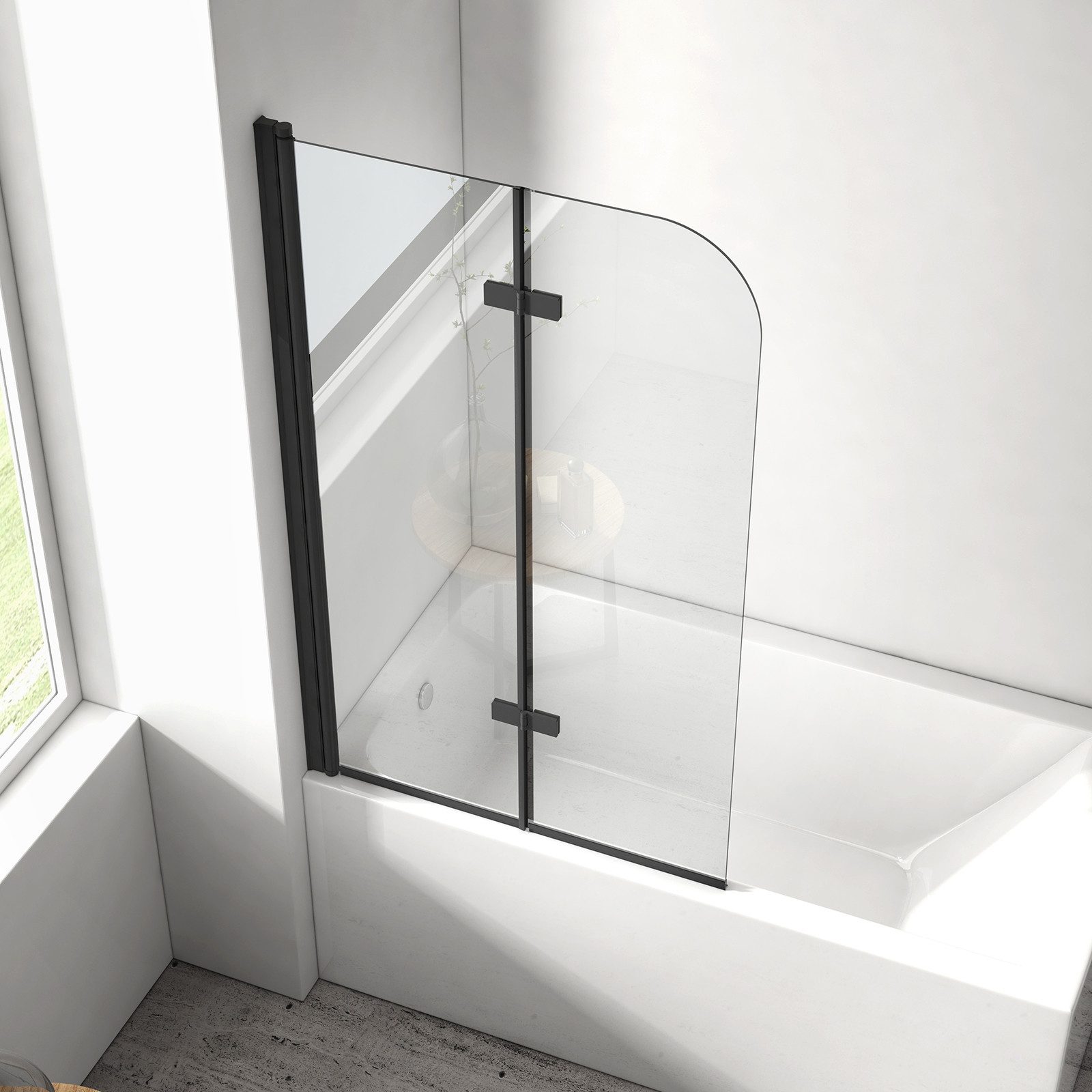 EMKE Badewannenaufsatz Duschwand für Badewanne,2-teilig Duschwand Faltbar Schwenkbar Aufsatz, (Set), Duschwand Faltba,6mm Klarglas Einscheibensicherheitsglas,100x140cm