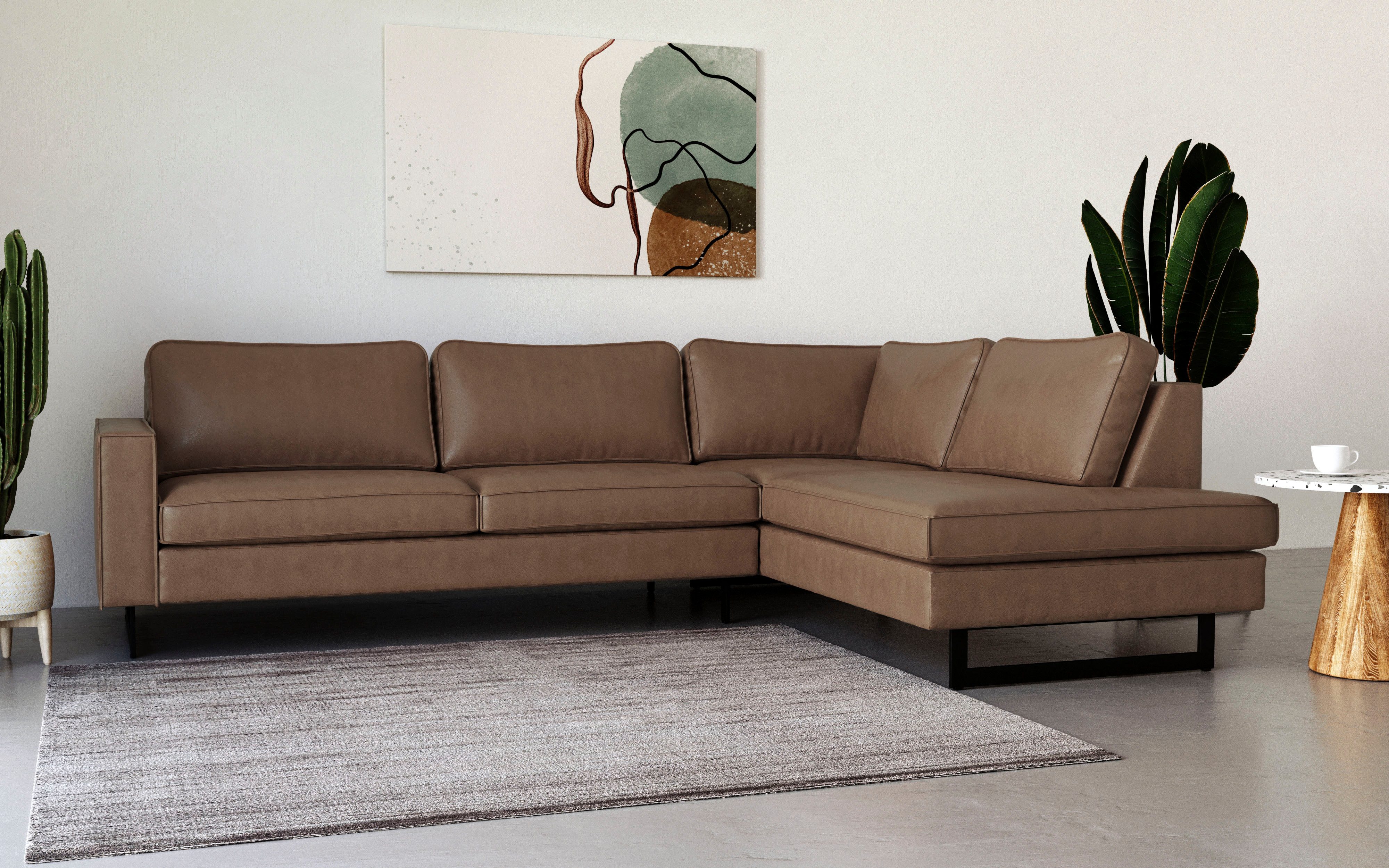 Places of Style Ecksofa "Pinto, 290 cm, Cord, Chenille, Lederoptik, Ottoman günstig online kaufen