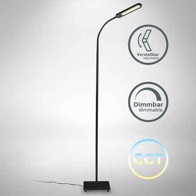 B.K.Licht Stehlampe LED Stehleuchte Schwarz Dimmbar 8W 600lm Touch - BKL1453, LED fest integriert, CCT 3000K - 6500K Memory Funktion Leselampe