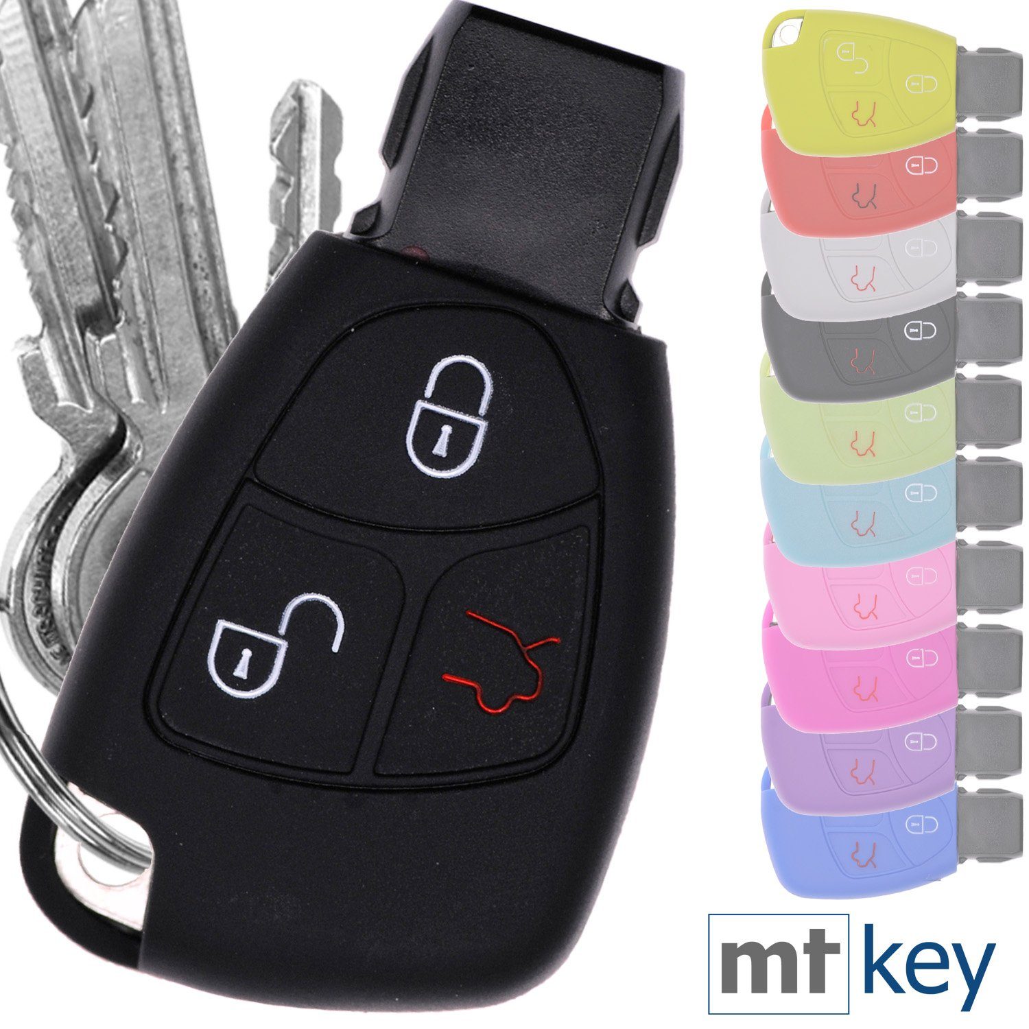 mt-key Schlüsseltasche Autoschlüssel Softcase Silikon Schutzhülle Schwarz, günstig online kaufen