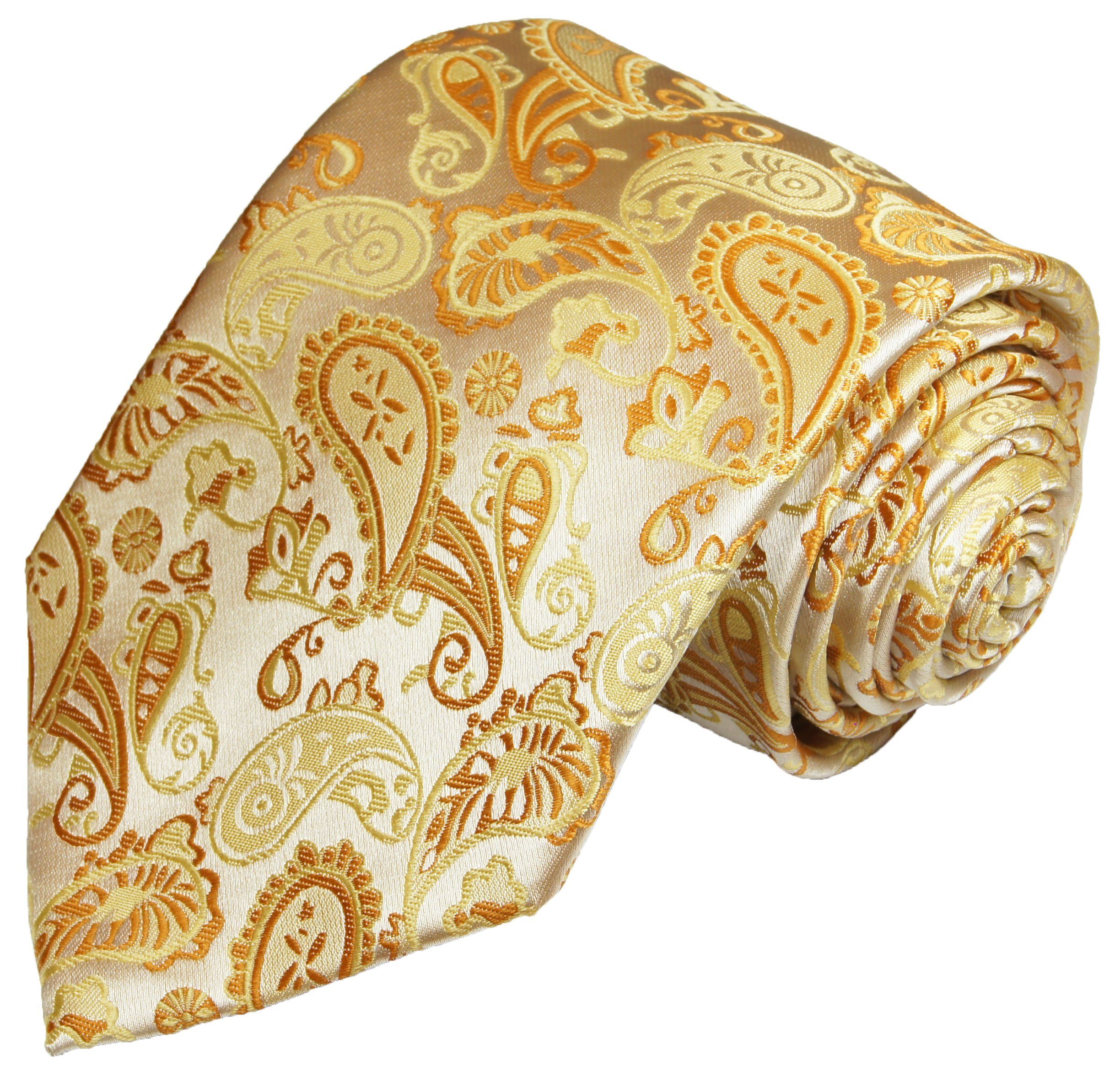 Paul Malone Krawatte Herren Hochzeitskrawatte paisley - Mikrofaser - Bräutigam Breit (8cm), gold V16