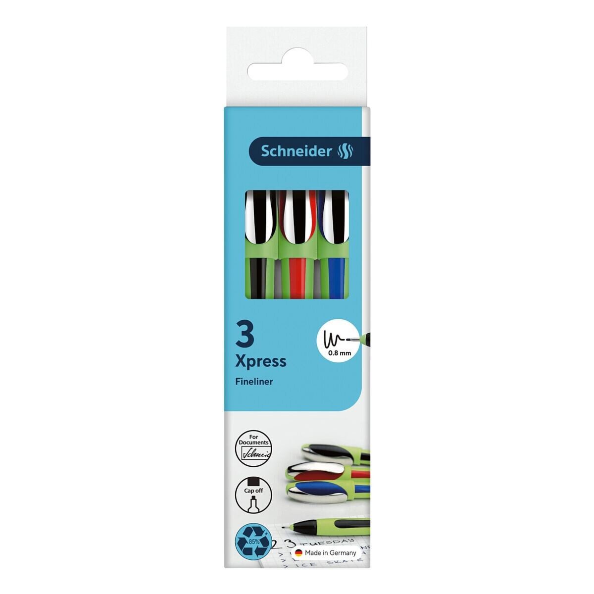 Schneider Xpress Fineliner schwarz, rot, blau - 3er-Etui
