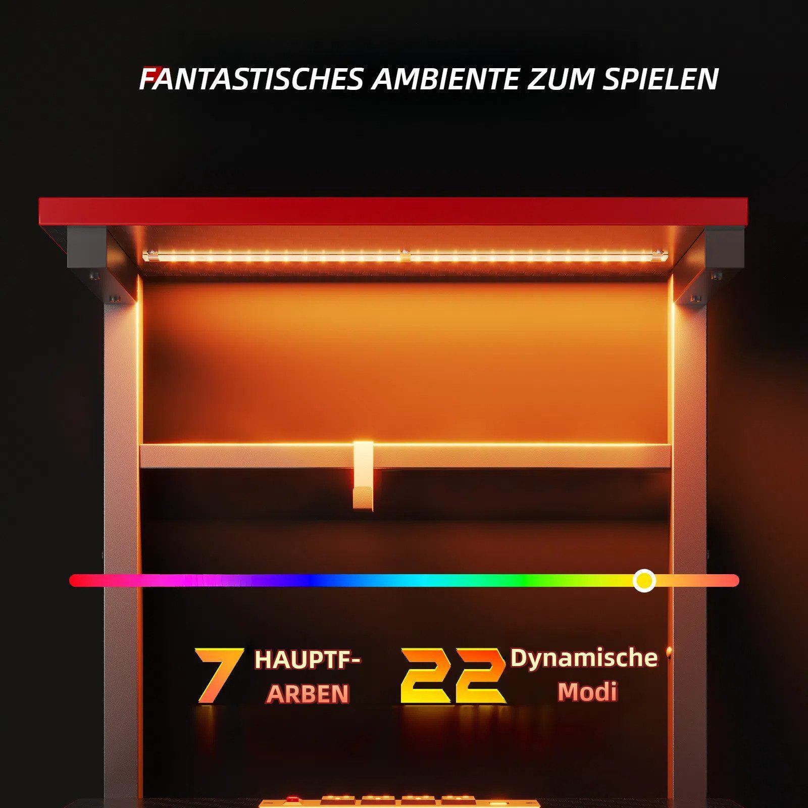 Bestier Computertisch Gamingtisch, Computertisch mit LED & Regal (113/140/1 günstig online kaufen