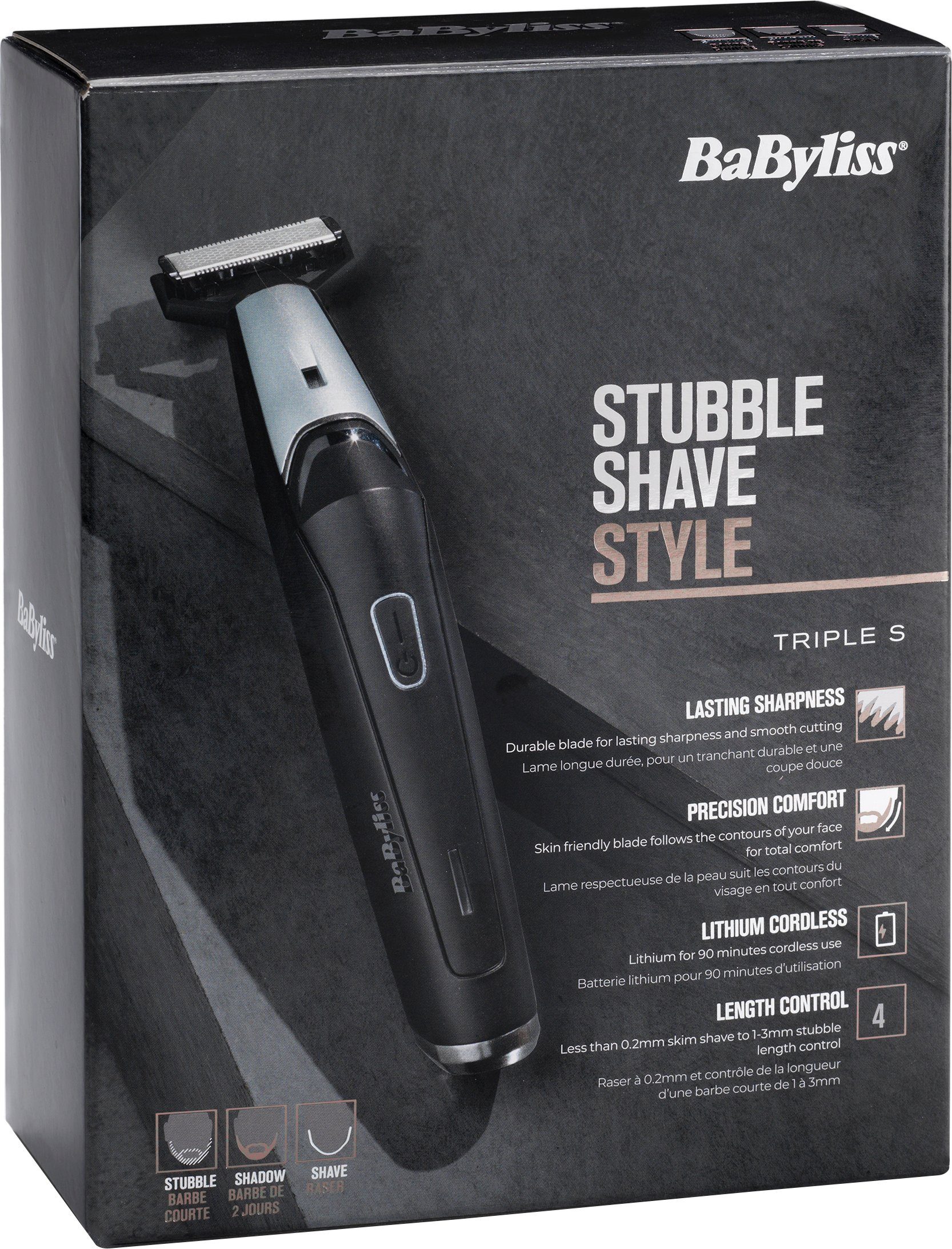 BaByliss Elektrorasierer Barttrimmer TripleS T880E, Aufsätze: 3