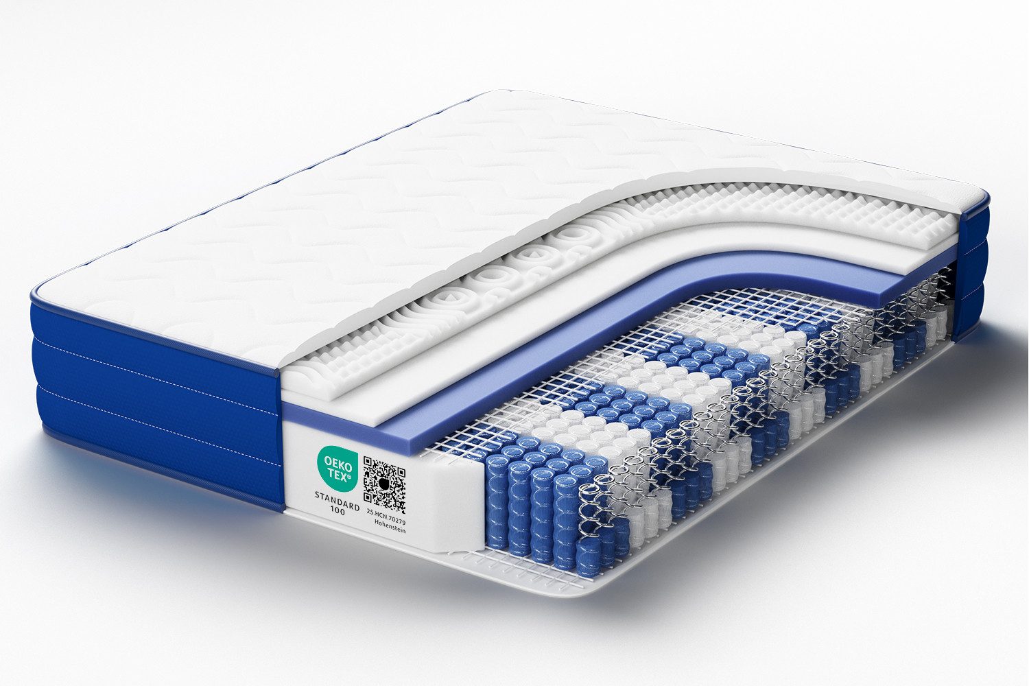 Taschenfederkernmatratze 7-Zonen Federkernmatratze, INTEGRIERTER TOPPER, HOMAVO, 22 cm hoch, (Härtegrad H3, Zertifizierte EU-Qualität, 8+3 Schichten hochwertiger Materialien), Orthopädische Matratze u.v.m.